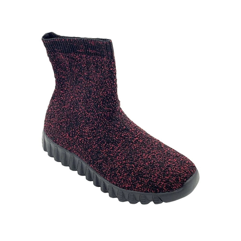 Bernie Mev Chenille Ankle Boots Keyla Black/Burgundy - Medium - Picture 2 of 5